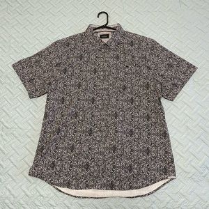 7DIAMONDS Men’s 4-Way Stretch Patterned Button Down Shirt (Size XL) - Gray